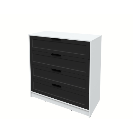 Kомод Тренд КТ-К100 (Белый ЛДСП/ Черный ЛМДФ) Ш1000 В1020 Г451